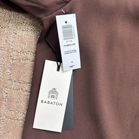 Babaton Power Hip Blazer Women's 10 Chocolate Brown Crepe Open Front Drape READ - Picture 6 of 11